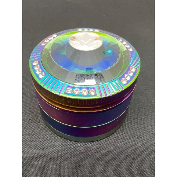 Crystal Top 4-Piece Herb Grinder With Rainbow Finish - Picture 1 of 5